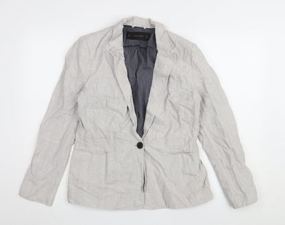 Zara Women's Grey Linen Blazer Size 14 Regular