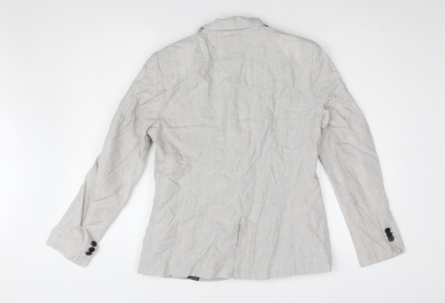 Zara Women's Grey Linen Blazer Size 14 Regular