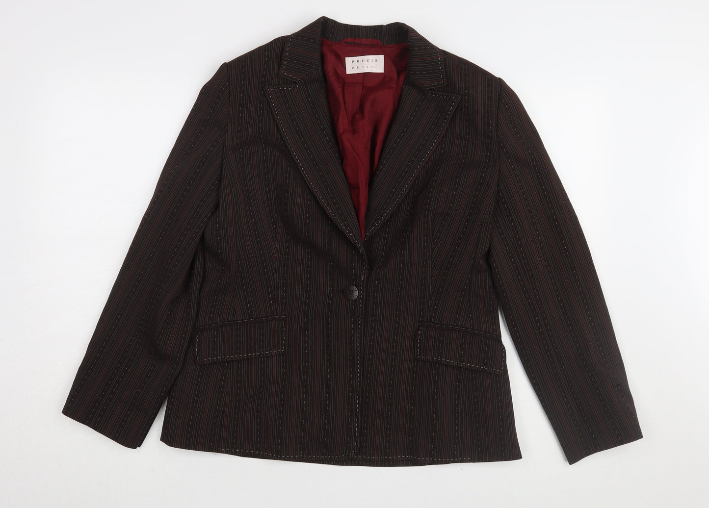 Precis Petite Brown Pinstripe Blazer Women UK 14