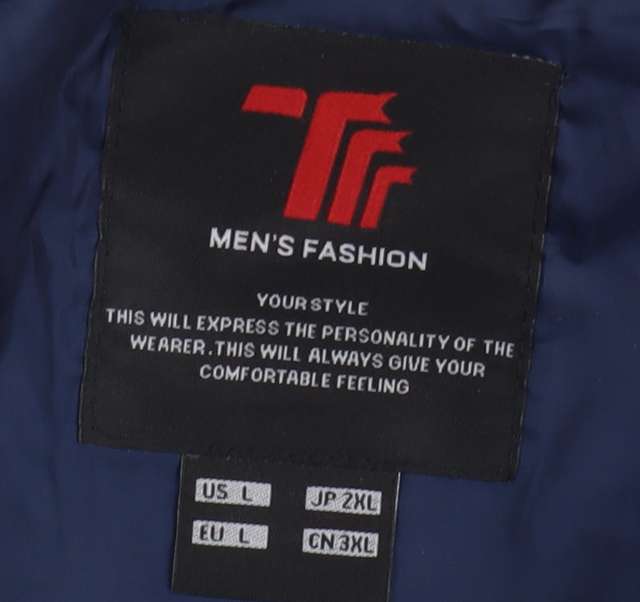 Mens UK Size L TT Fashion Blue Bomber Jacket
