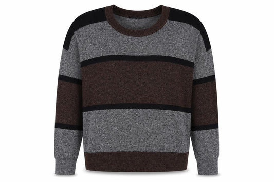 Front view of French Connection Women's Brown M Striped jumper