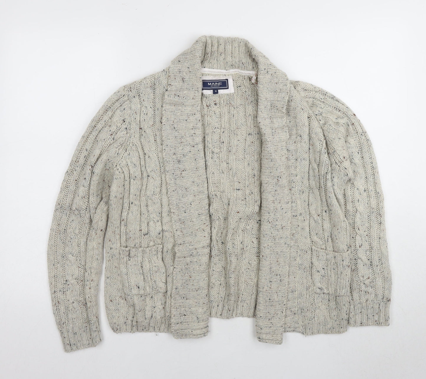Womens UK Size 16 Maine New England Grey Cardigan Jumper