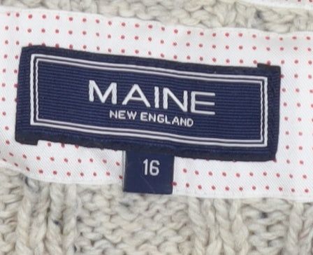 Womens UK Size 16 Maine New England Grey Cardigan Jumper