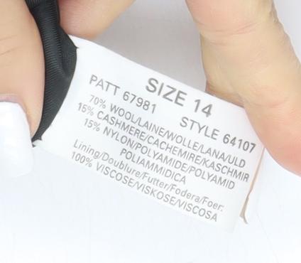 UK Size 14 Precis Black Overcoat