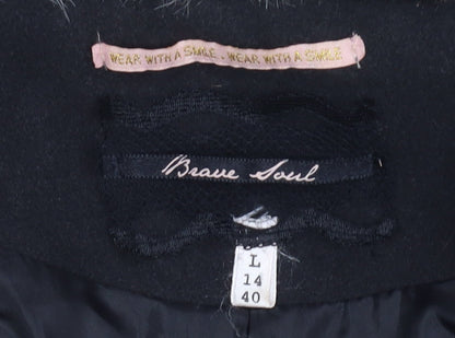 Womens UK Size L Brave Soul Black Overcoat