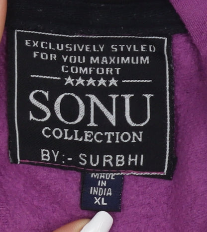 Sonu Collection Women's XL Purple Polka Dot Full Zip Hoodie