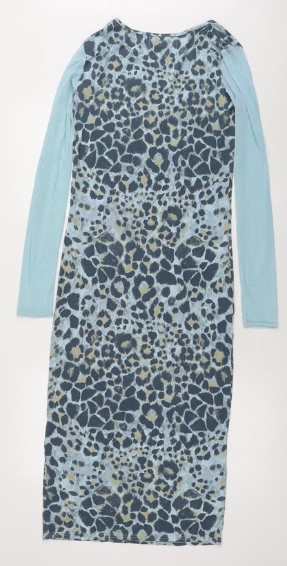 Post Card Women's Blue Animal Print Dress Size 2