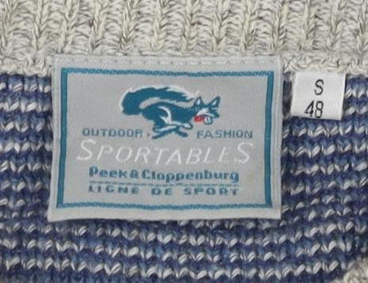 Sportables Men's Grey Blue Geometric Knit Pullover Jumper S
