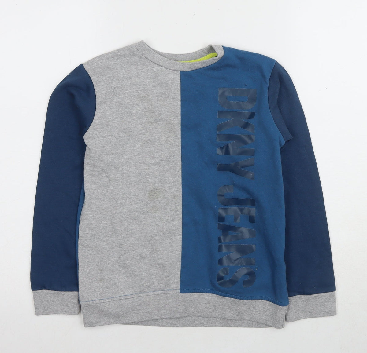 Additional front view of DKNY Jeans boys’ blue grey pullover sweatshirt, size 8, years