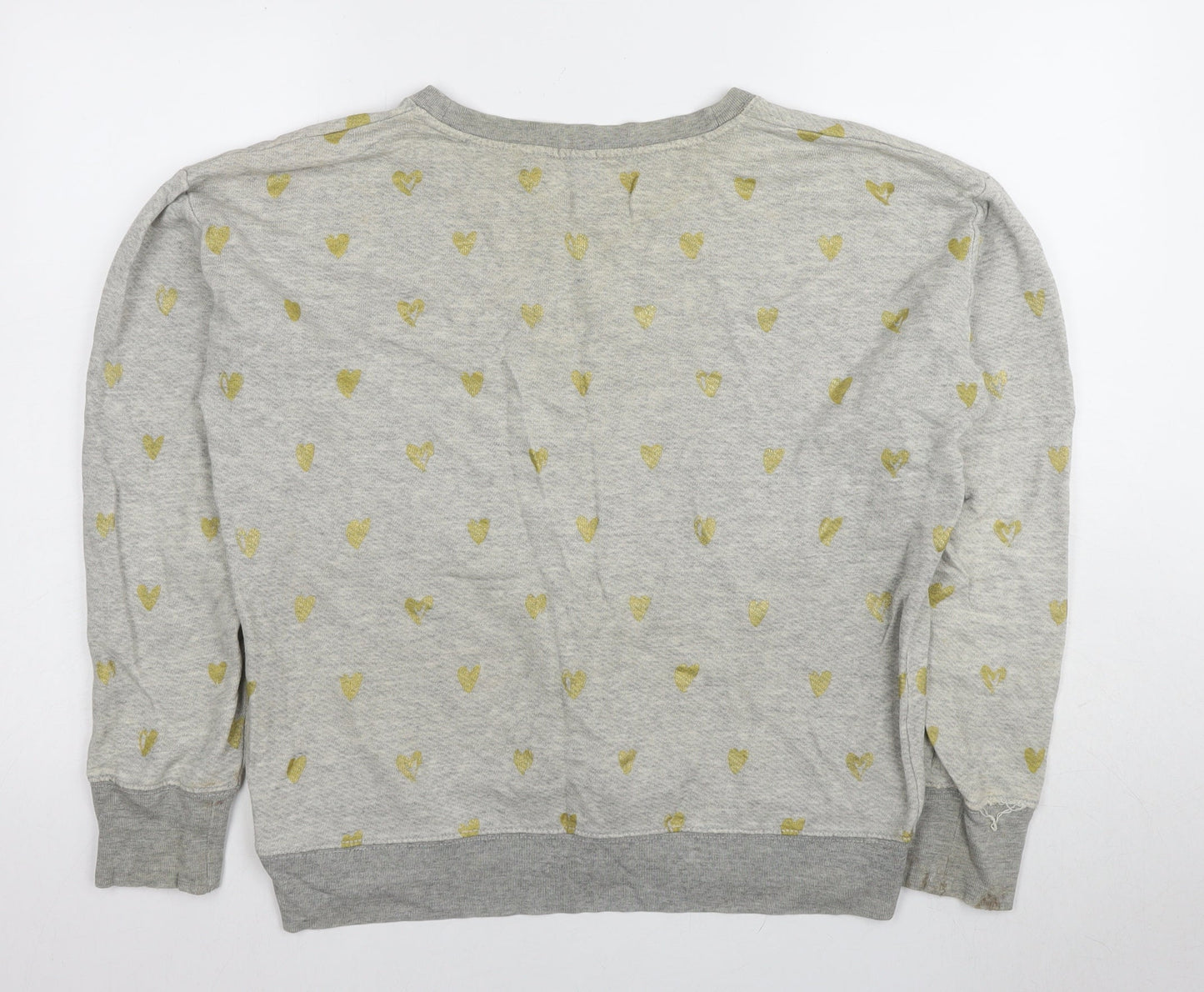 J.Crew Women's Grey Crew Neck Sweatshirt, Heart Print, Size S