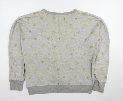 J.Crew Women's Grey Crew Neck Sweatshirt, Heart Print, Size S