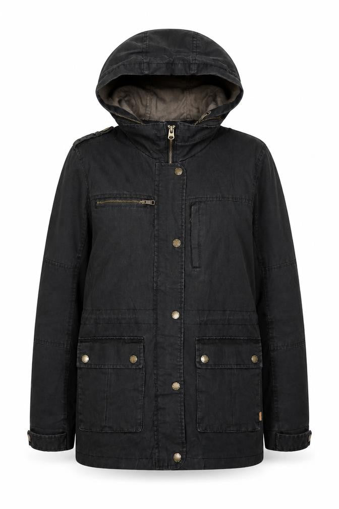 Womens UK Size 10 FatFace Black Parka Coat
