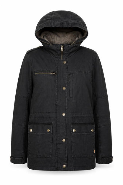 Womens UK Size 10 FatFace Black Parka Coat