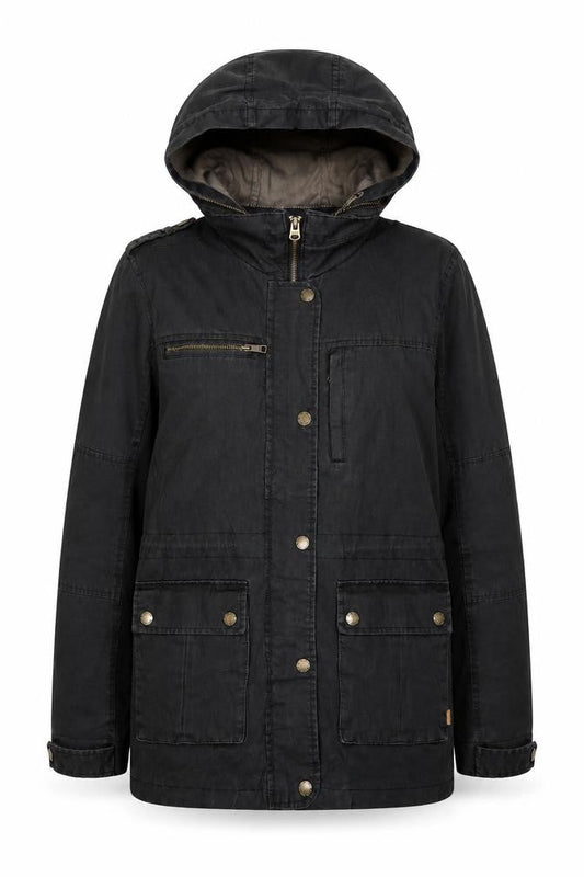 Womens UK Size 10 FatFace Black Parka Coat