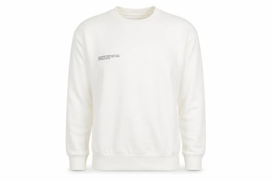 Front view of Pangaia unisex white xs pullover sweatshirt
