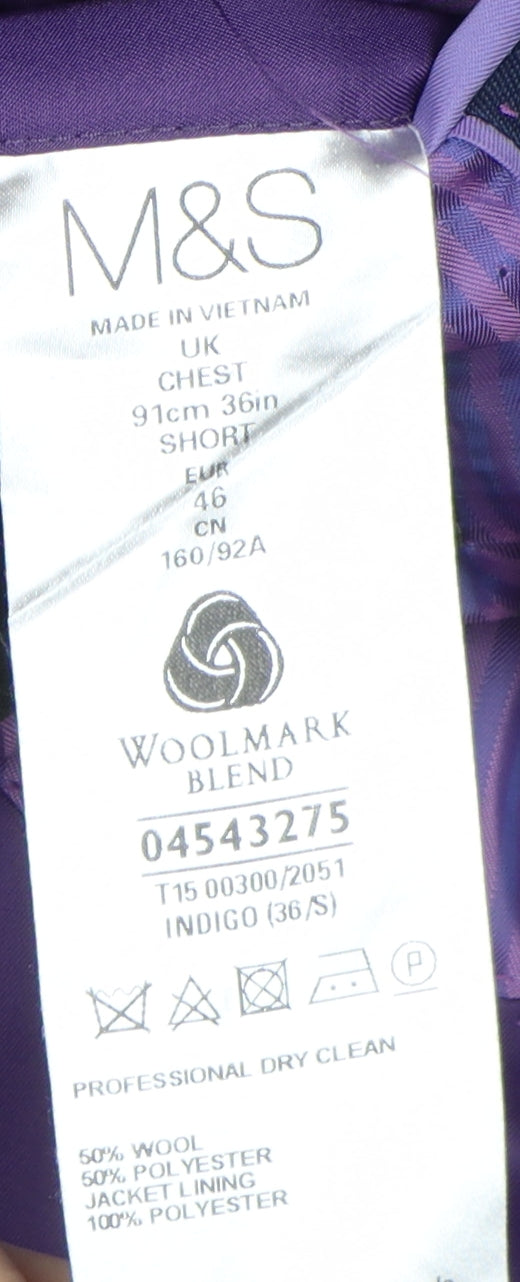 Mens UK Size 36 Marks and Spencer Regular Blue Suit Jacket