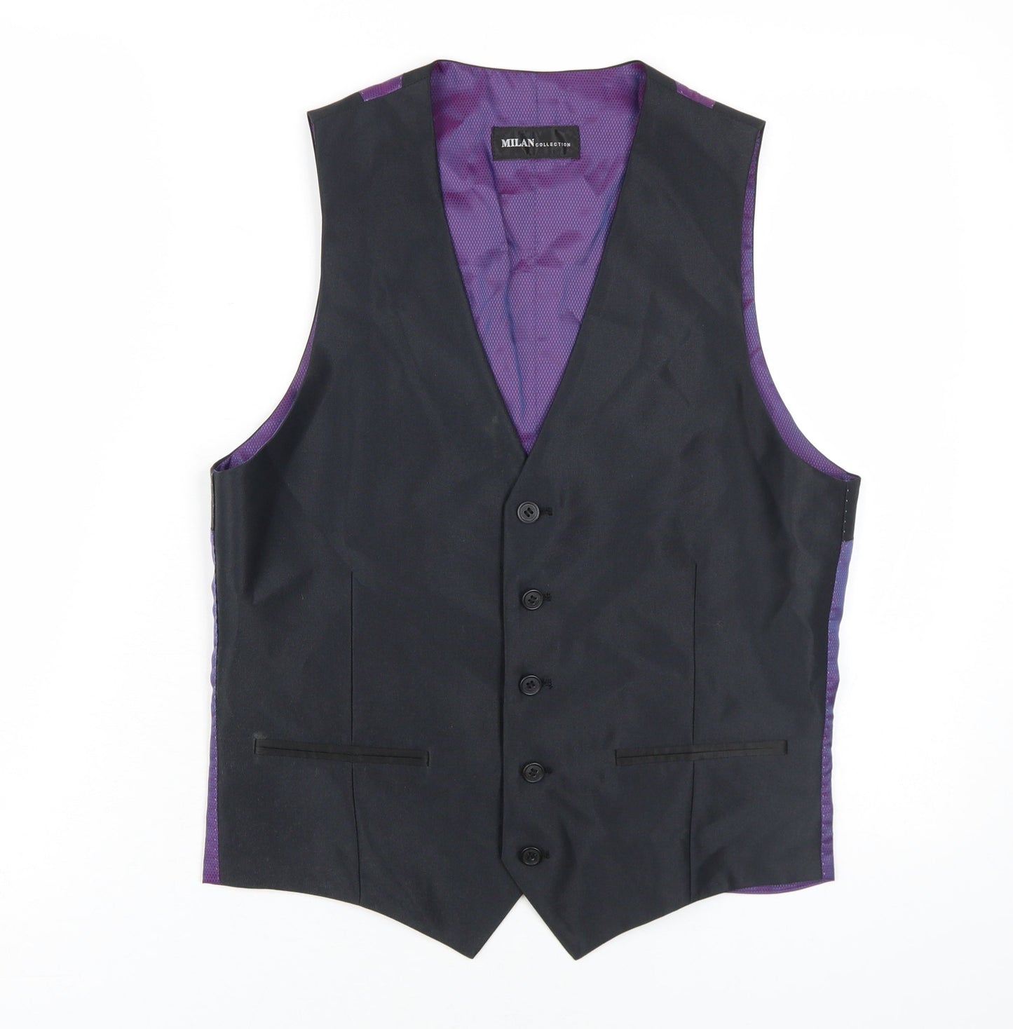 Mens UK Size 36 Milan Collection Regular Black Suit Waistcoat