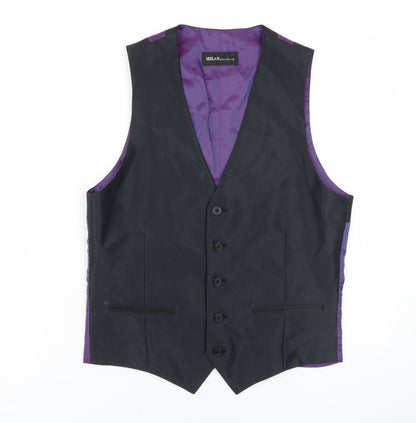 Mens UK Size 36 Milan Collection Regular Black Suit Waistcoat