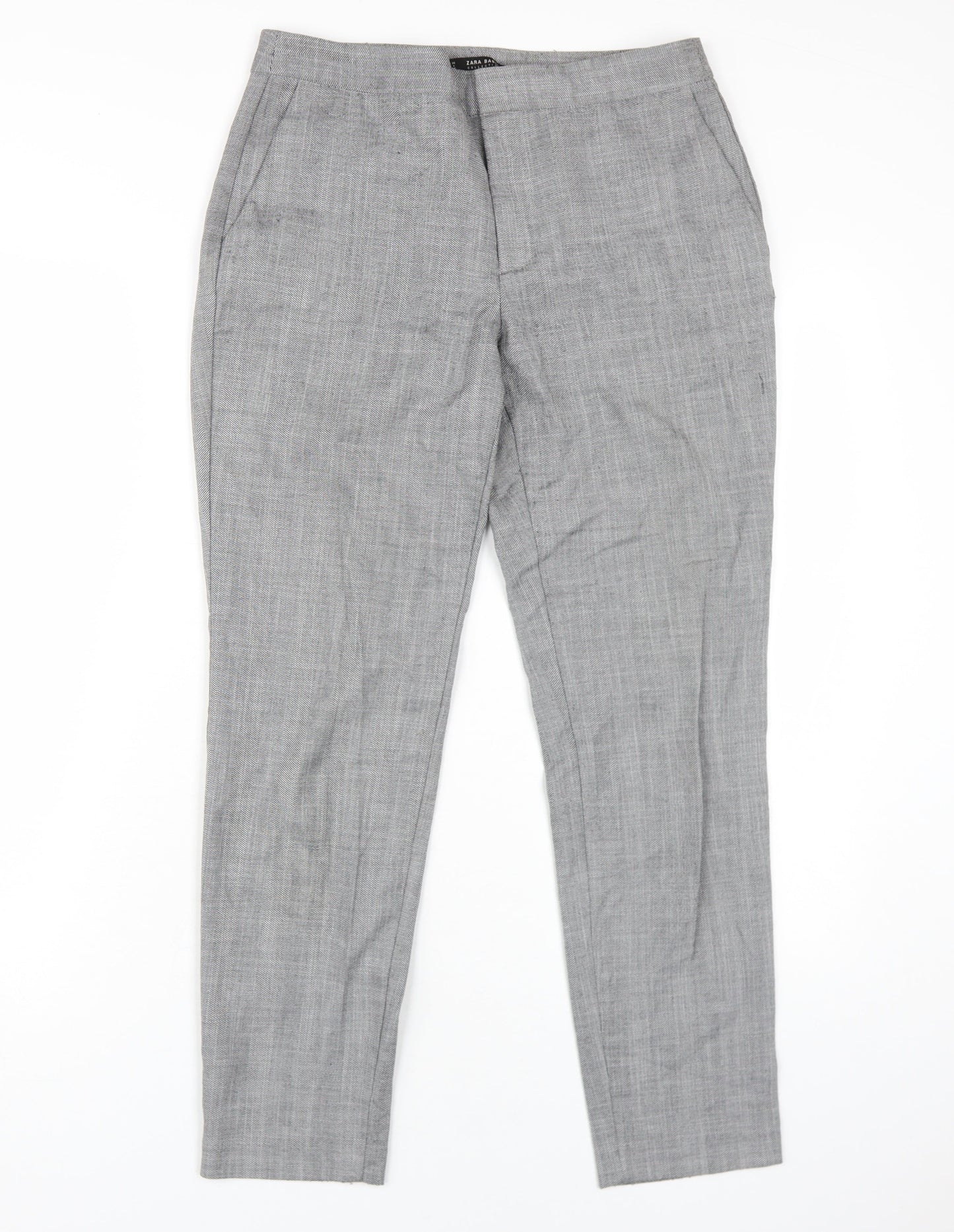 Womens UK Size 8 Zara Regular Fit Dress Pants Grey Trousers