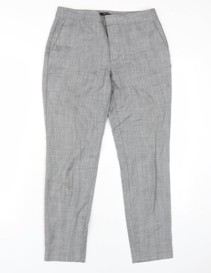 Womens UK Size 8 Zara Regular Fit Dress Pants Grey Trousers