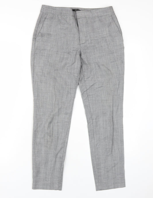 Womens UK Size 8 Zara Regular Fit Dress Pants Grey Trousers