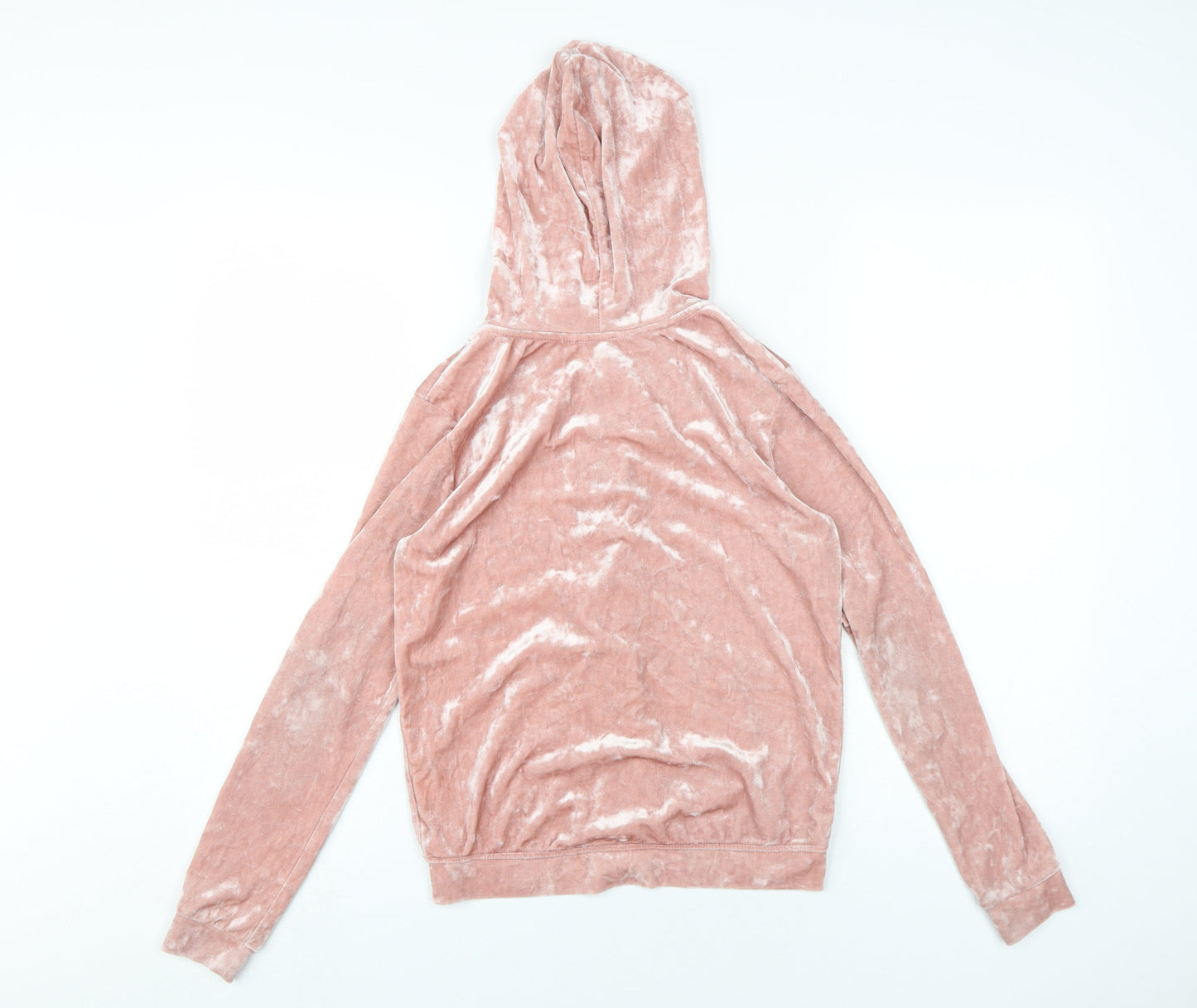 H&M Girls Pink Velvet Hooded Full Zip Hoodie 12-13 Years