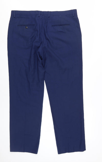 Mens UK Size 36R Burton Menswear London Regular Fit Dress Pants Blue Trousers