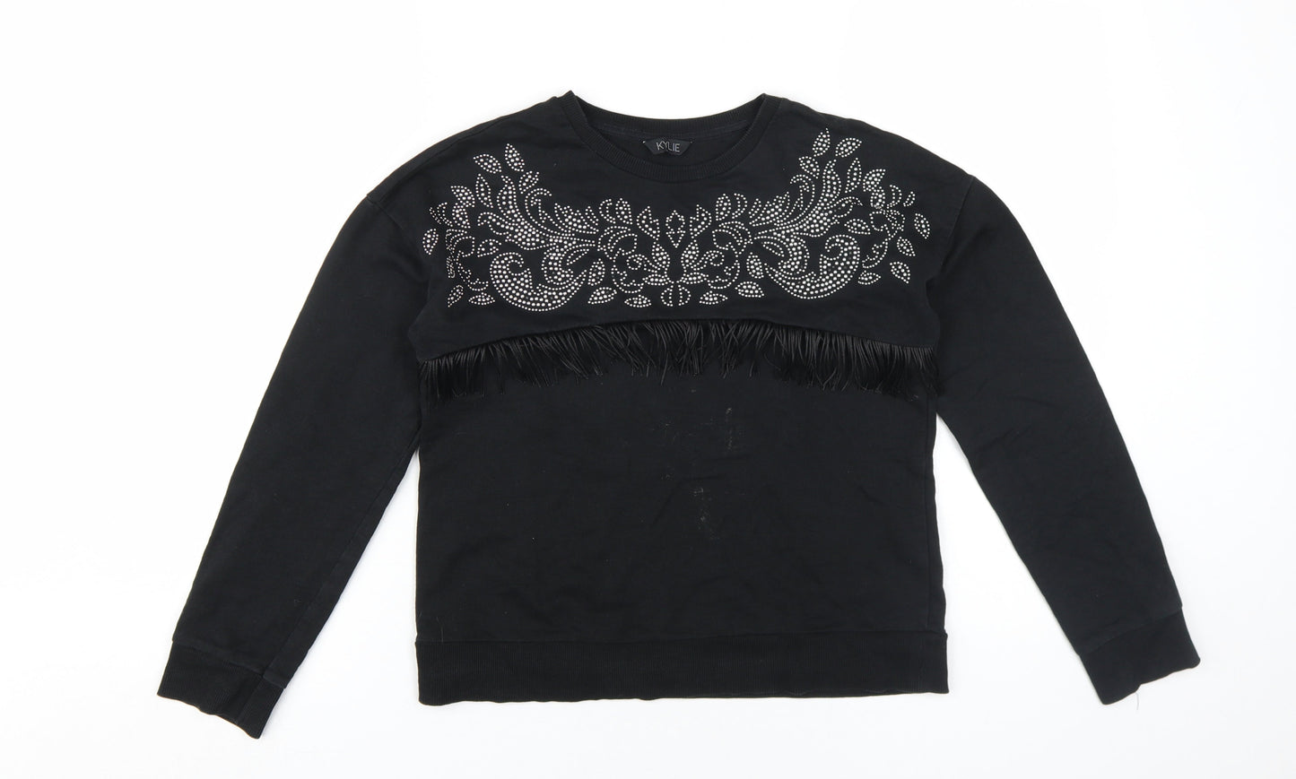 M&Co Girls Black Rhinestone Pullover Sweatshirt 11-12 Years