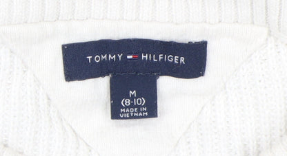 Tommy Hilfiger Boys White Pullover Jumper, Size 7-8, Graphic Print