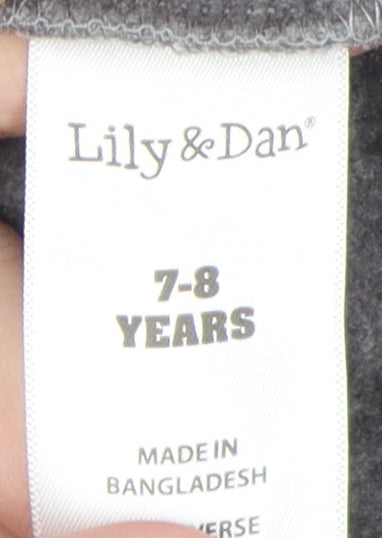 Lily & Dan Boys Grey Full Zip Hoodie Size 7-8 Years