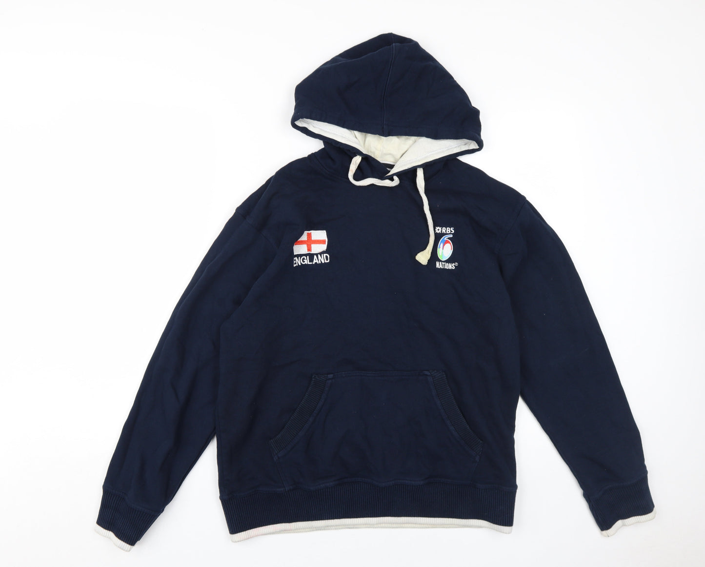 RBS Boys Blue Pullover Hoodie Medium Sports Logo Rugby
