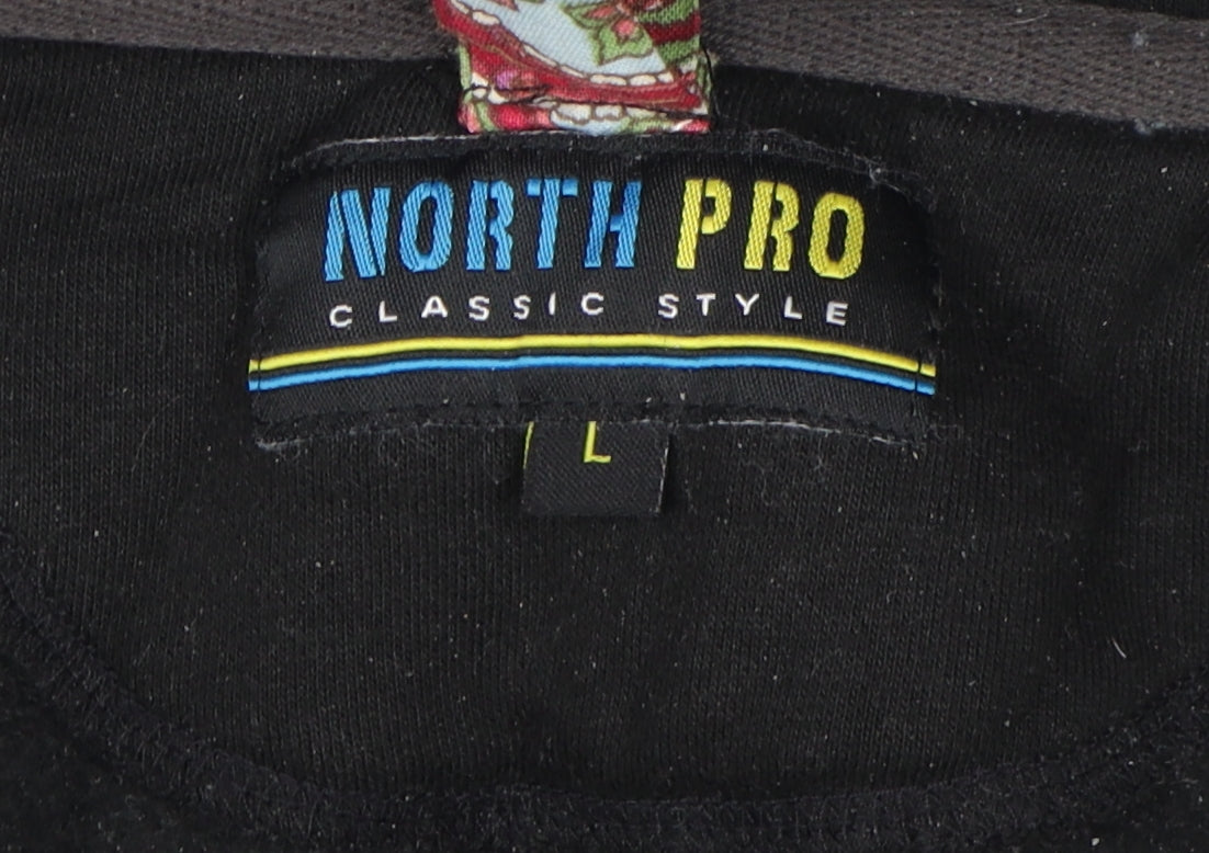 North Pro Men's Black Full Zip Hoodie L