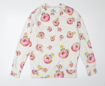 ELEVENPARIS White Homer Simpson Graphic Sweatshirt S Unisex