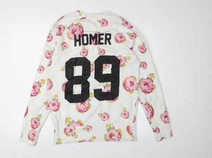ELEVENPARIS White Homer Simpson Graphic Sweatshirt S Unisex