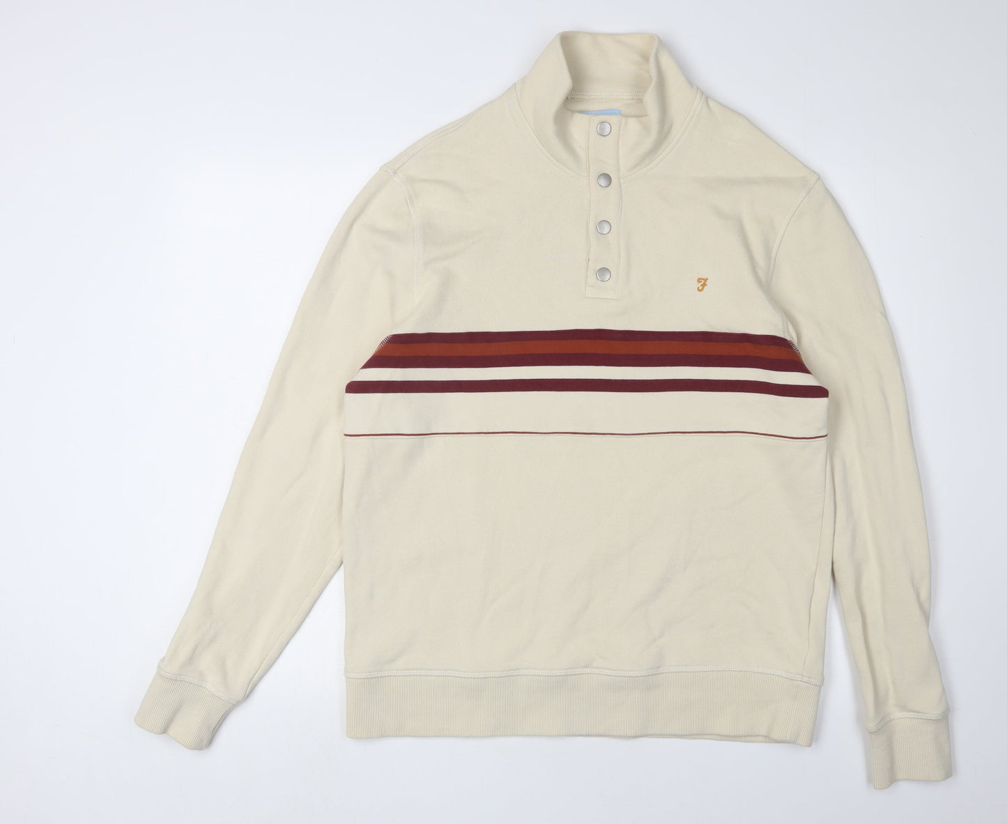 Mens UK Size L Farah Beige Henley Sweatshirt