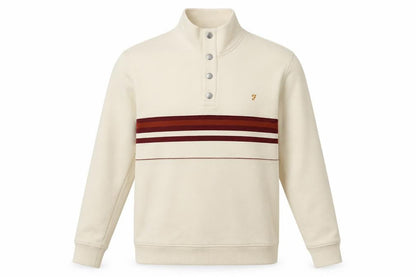 Mens UK Size L Farah Beige Henley Sweatshirt