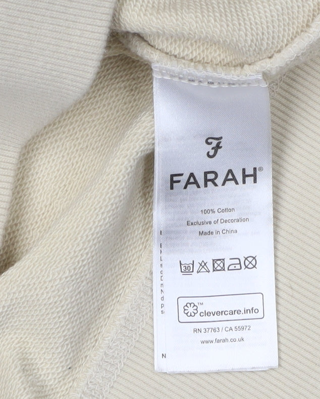 Mens UK Size L Farah Beige Henley Sweatshirt