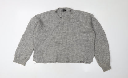 Women's Grey Chunky-Knit Pullover Jumper - S