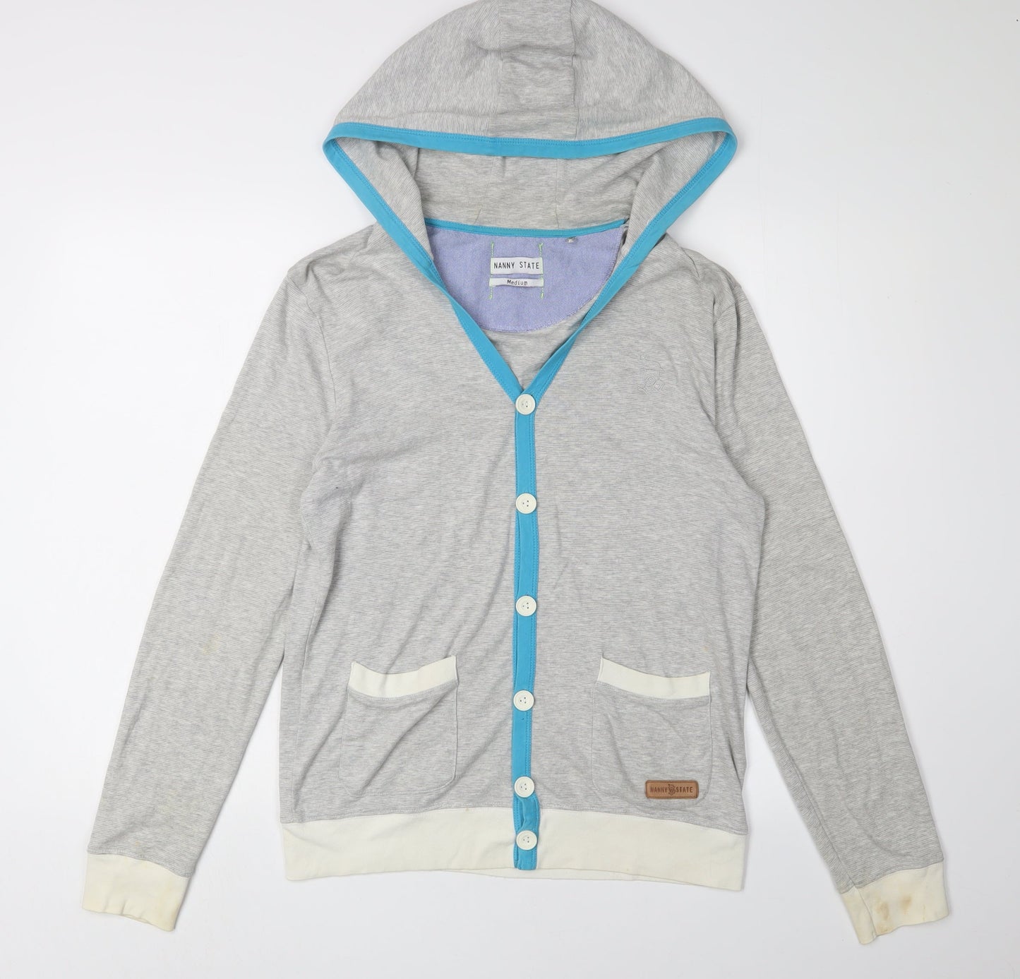 Nanny State Grey Hooded Cardigan M Unisex Adults