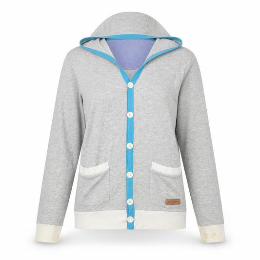 Front view of Nanny State Grey Hooded Cardigan M unisex adults