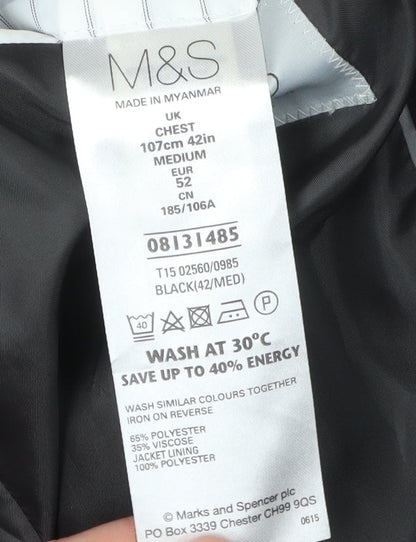 Mens UK Size 42 Marks and Spencer Regular Black Suit Jacket