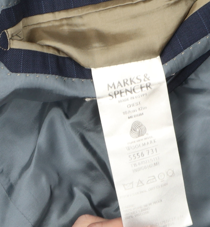 Mens UK Size 42 Marks and Spencer Regular Blue Suit Jacket