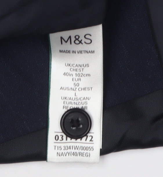Mens UK Size 40 Marks and Spencer Regular Blue Suit Waistcoat