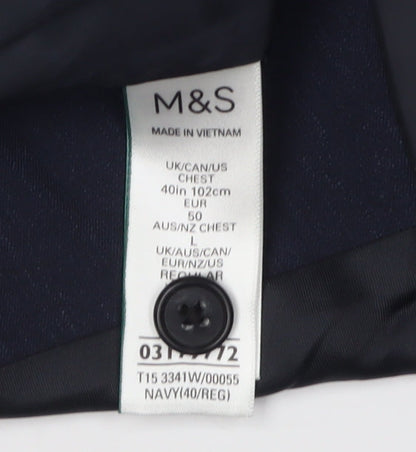 Mens UK Size 40 Marks and Spencer Regular Blue Suit Waistcoat