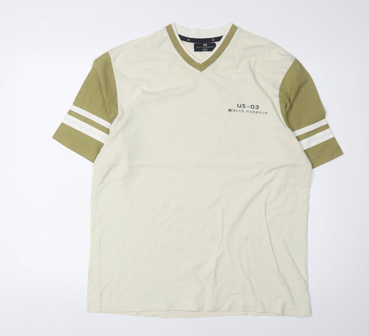 Marks and Spencer Men's Beige V-Neck T-Shirt S