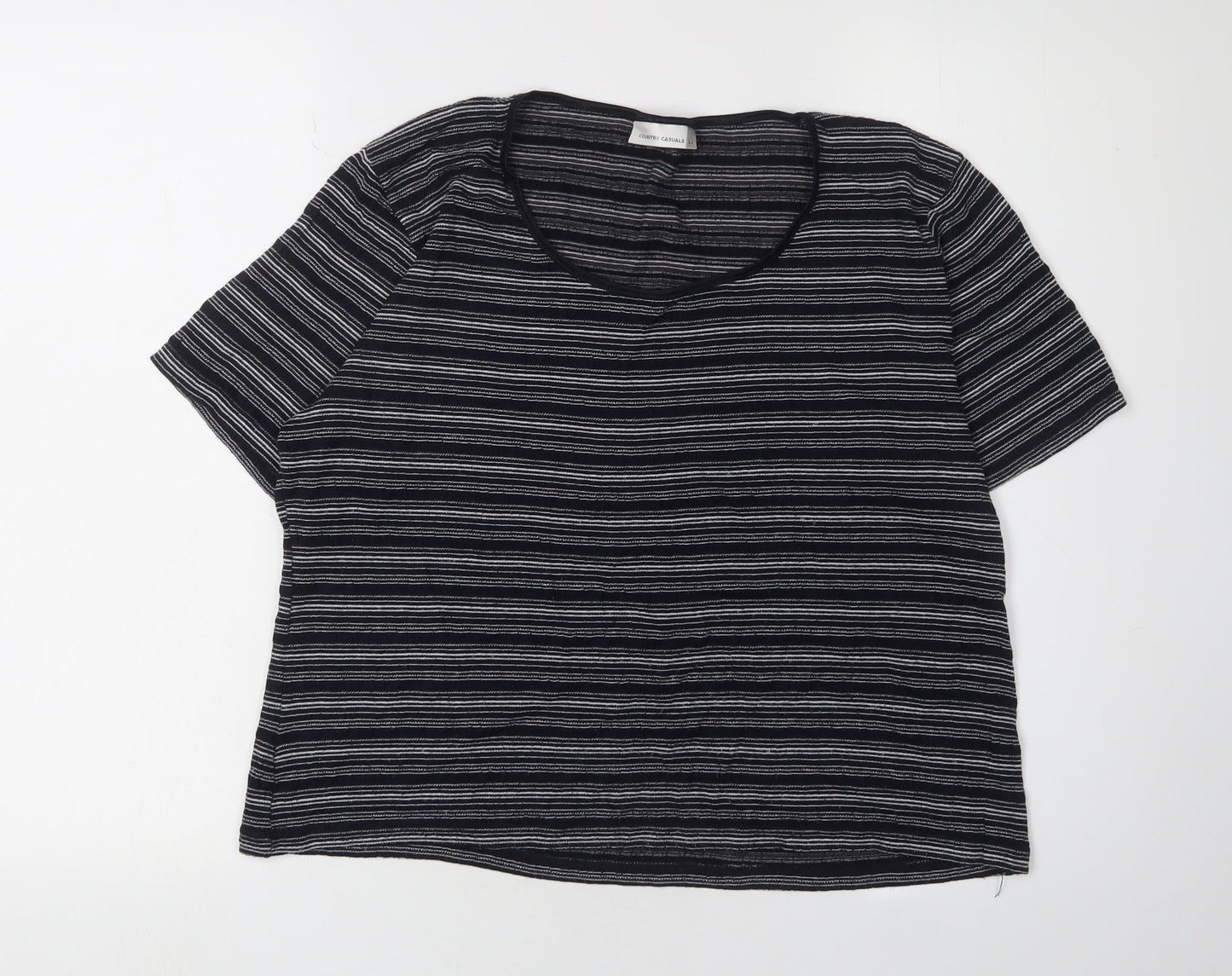 Womens UK Size L Country Casuals Black Basic T-Shirt
