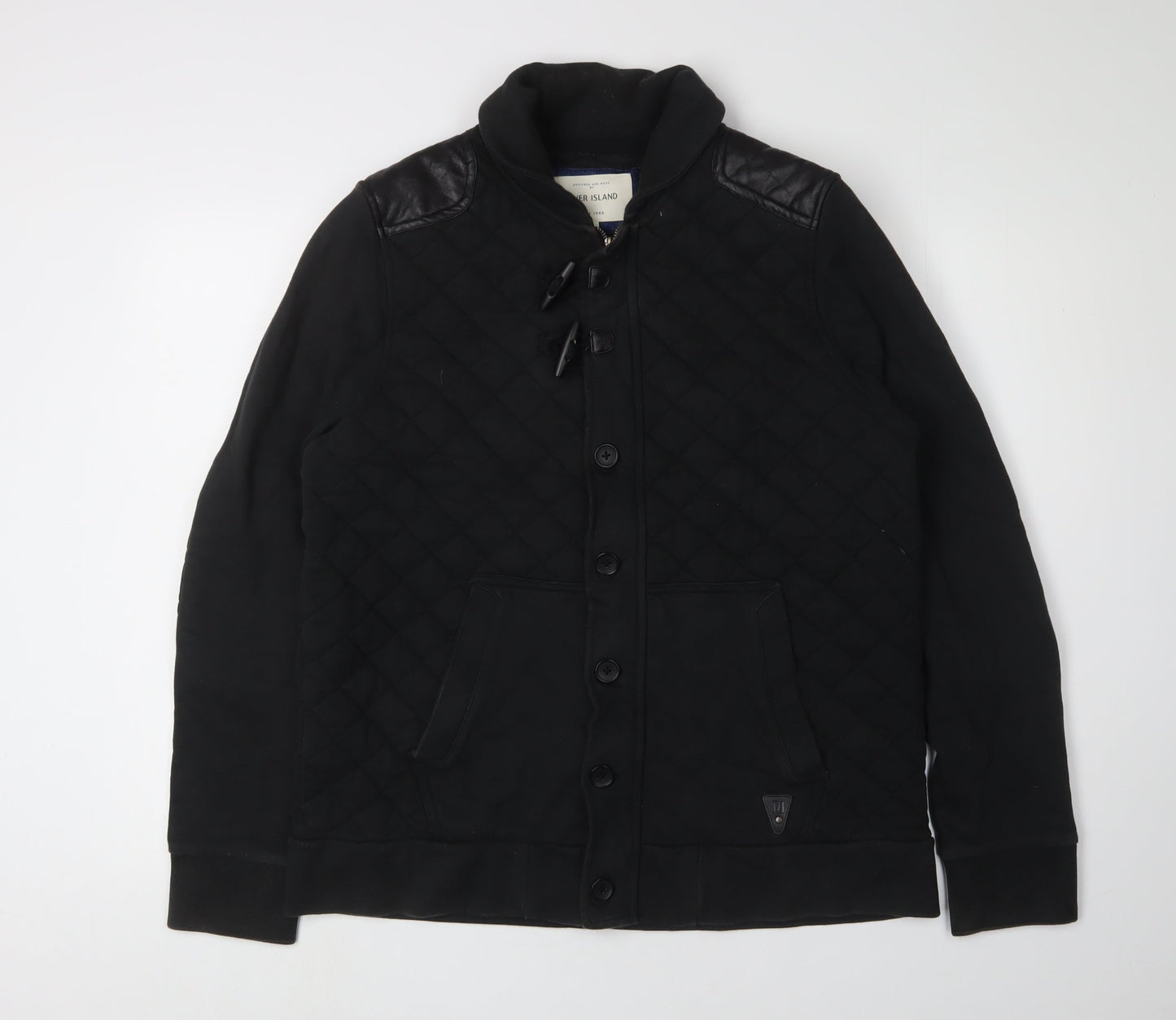 Mens UK Size L River Island Black Cardigan Sweatshirt