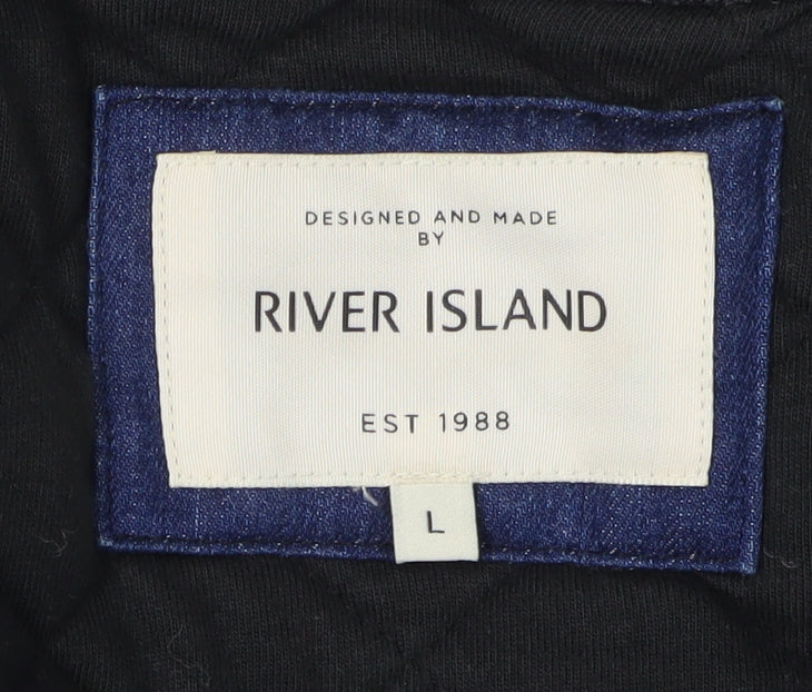 Mens UK Size L River Island Black Cardigan Sweatshirt