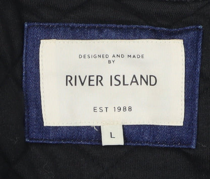 Mens UK Size L River Island Black Cardigan Sweatshirt
