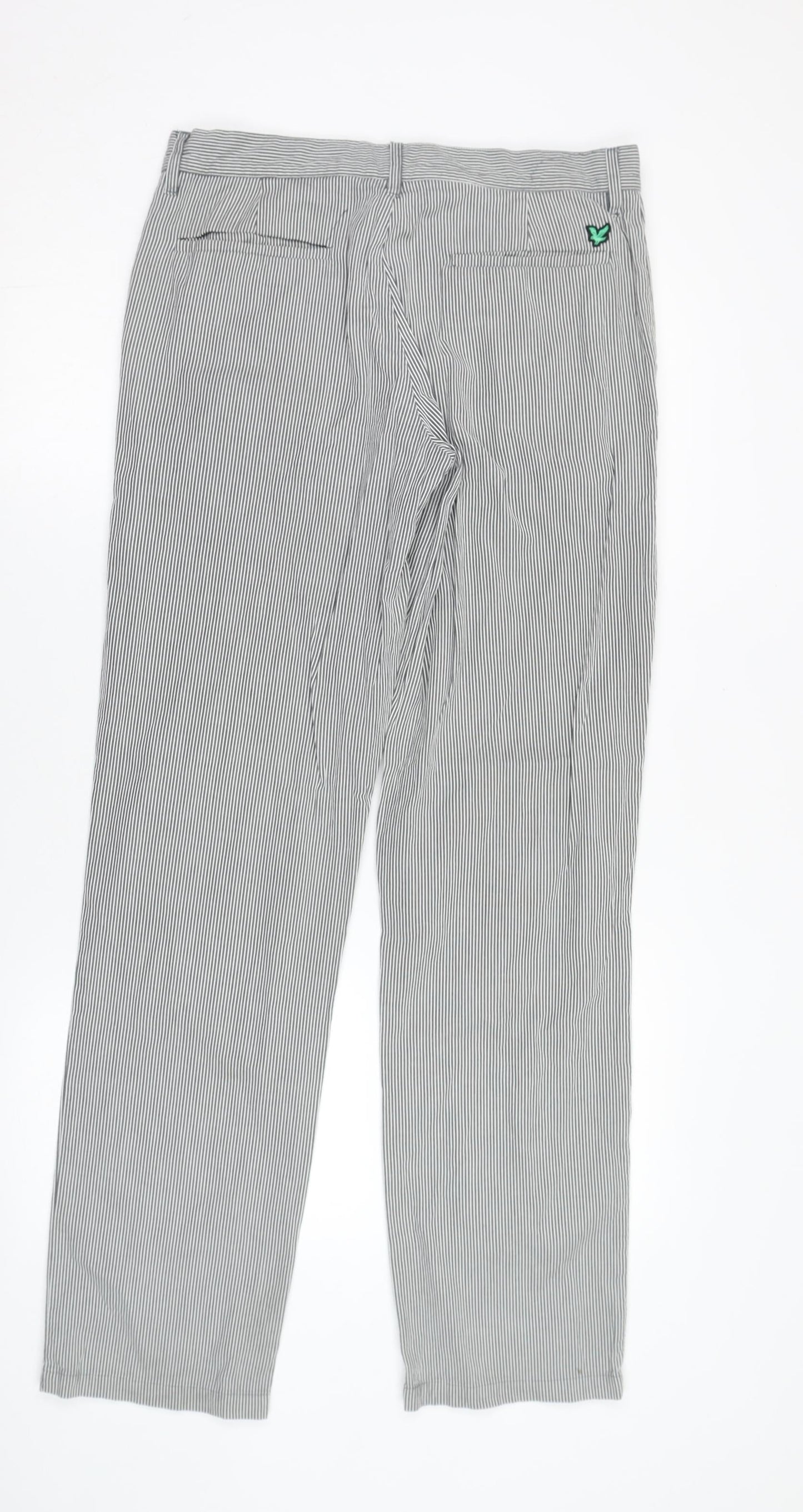 Lyle & Scott Men's Black Striped Chino Trousers Size 32
